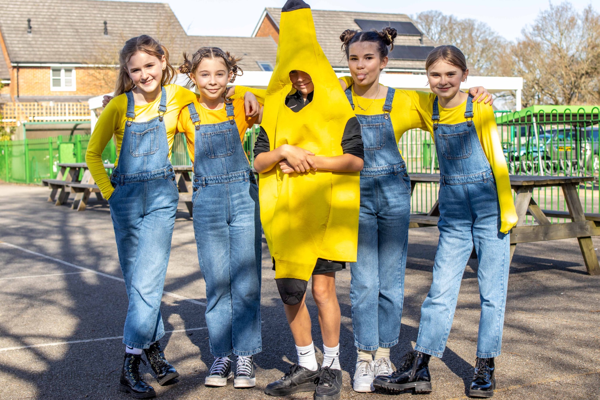 Children pose in outifts for World Book Day