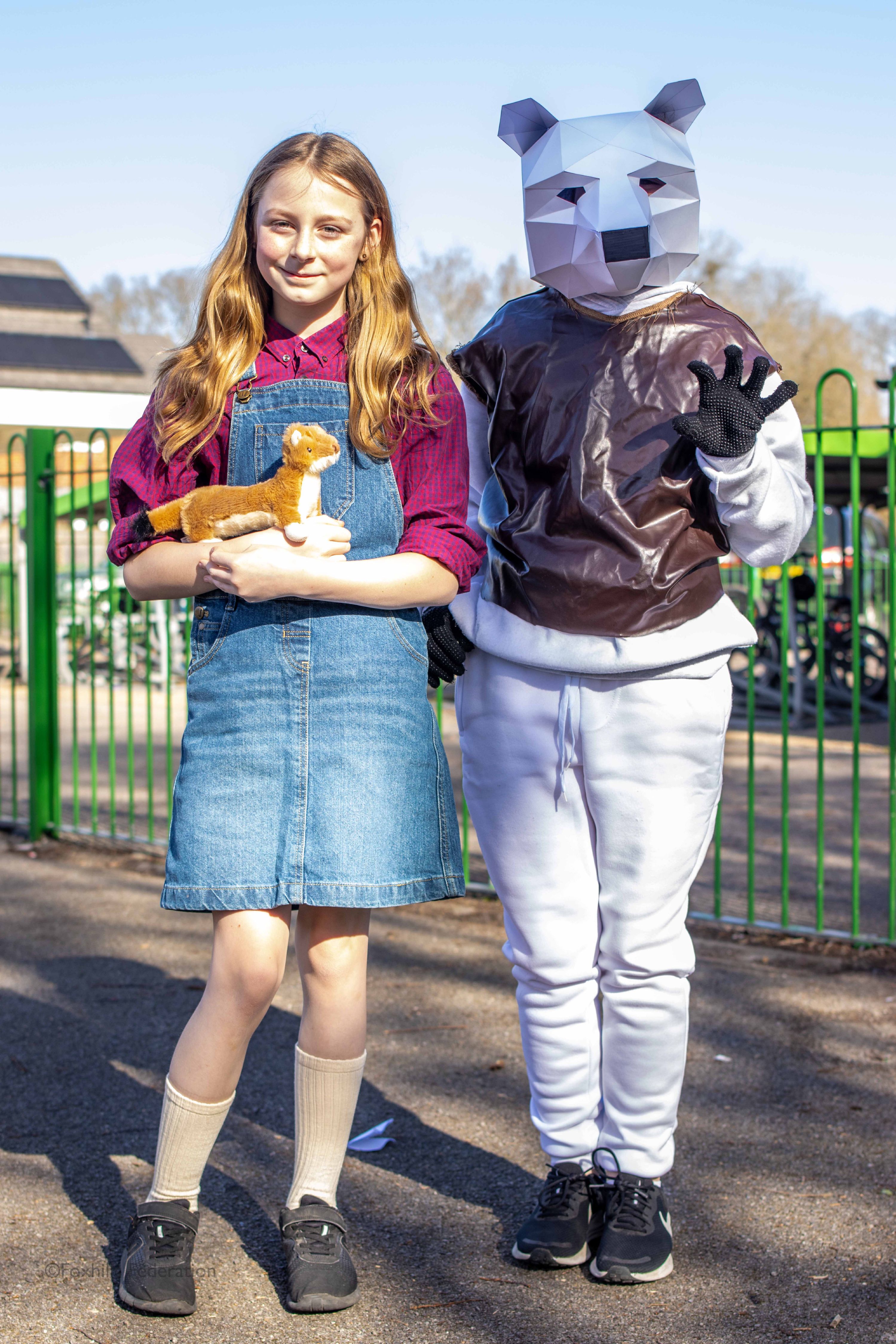 Children pose in outifts for World Book Day