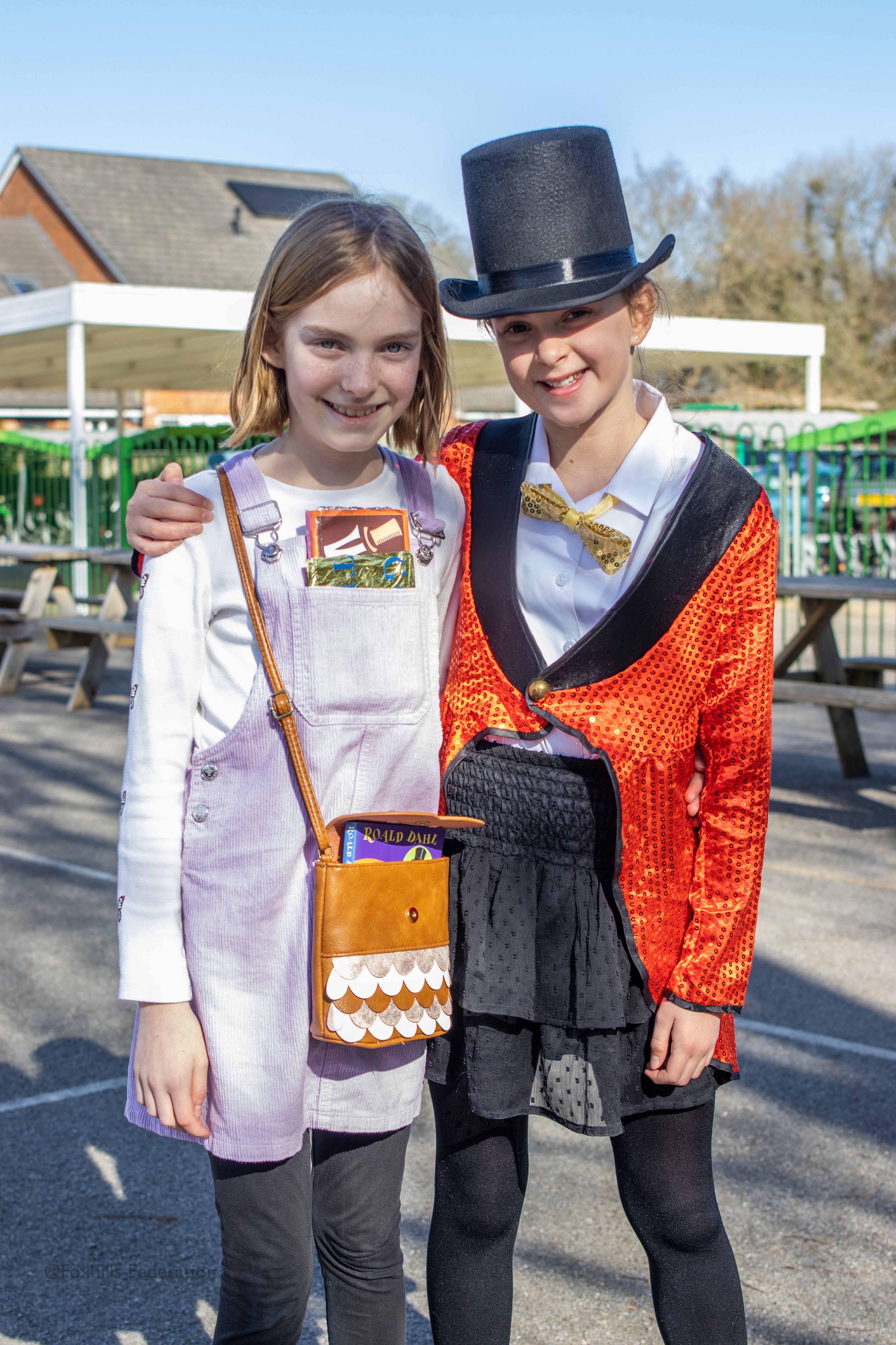 Children pose in outifts for World Book Day