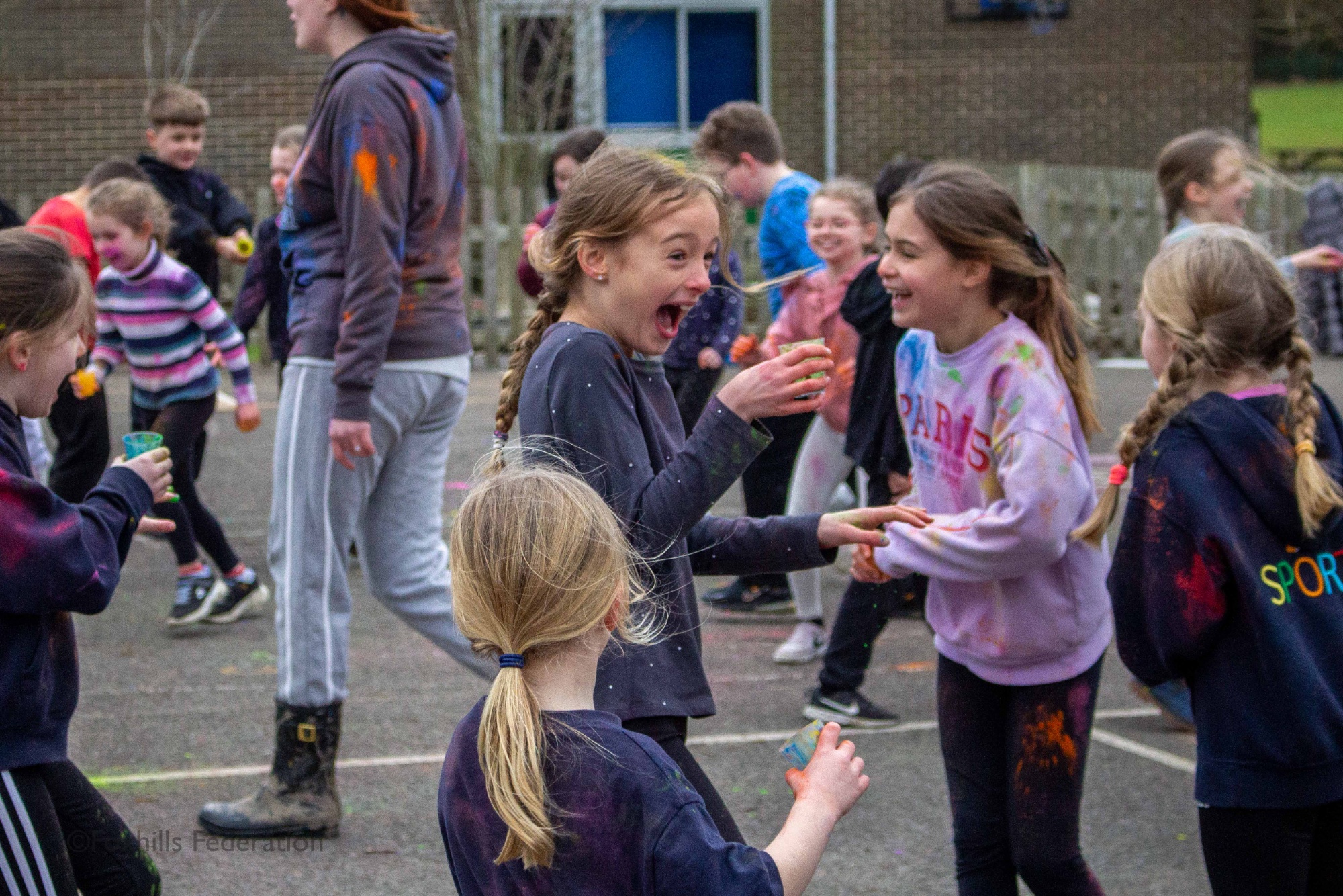 Children have an epic paint battle